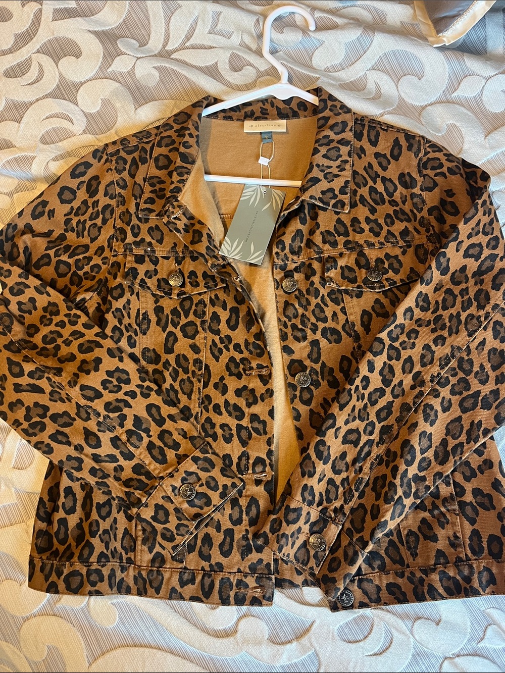 Women's Leopard Print Jean Jacket - Brown Animal Print